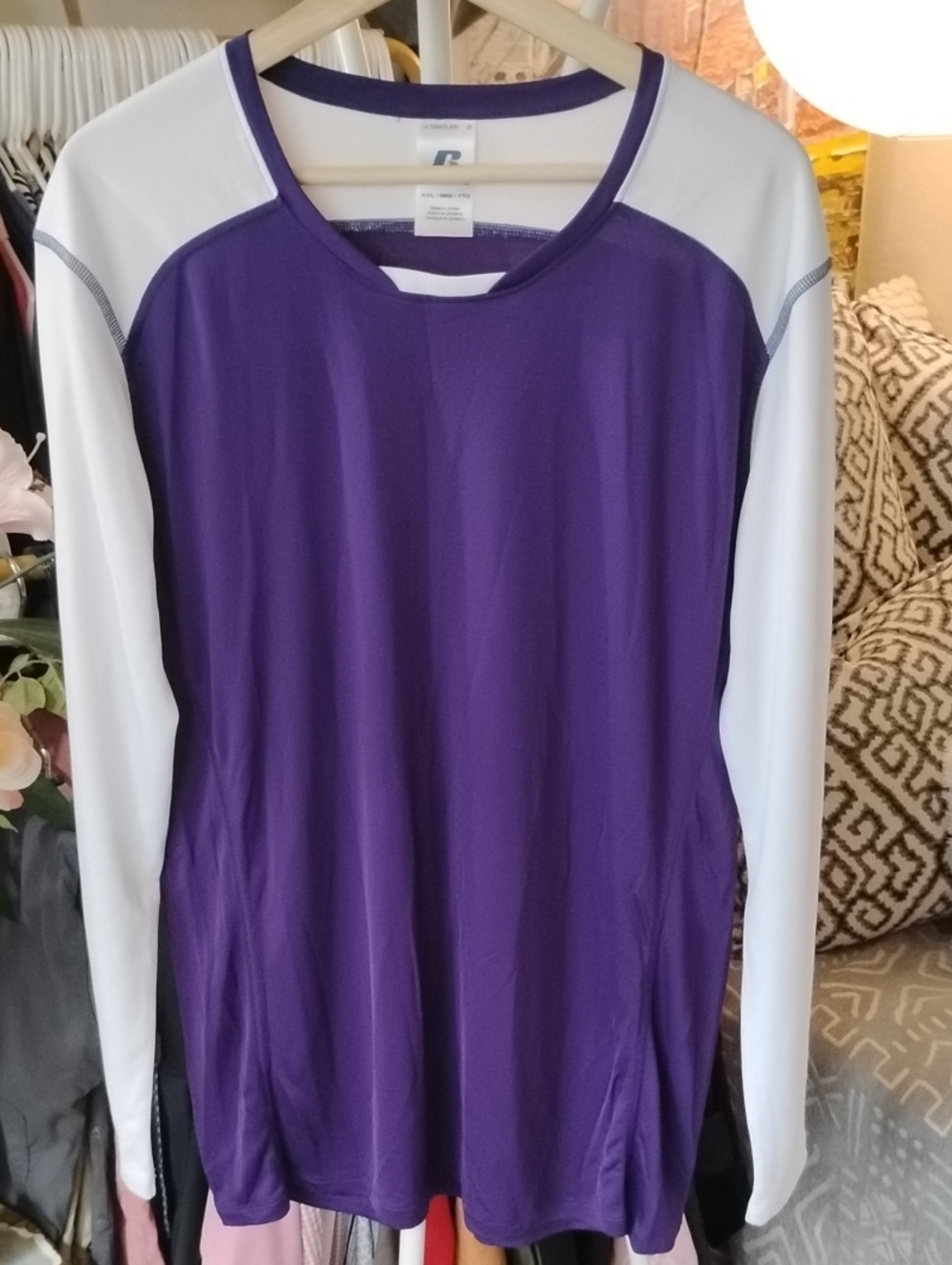 Tall Russell Athletic Purple and White Long Sleeve Performance Tee